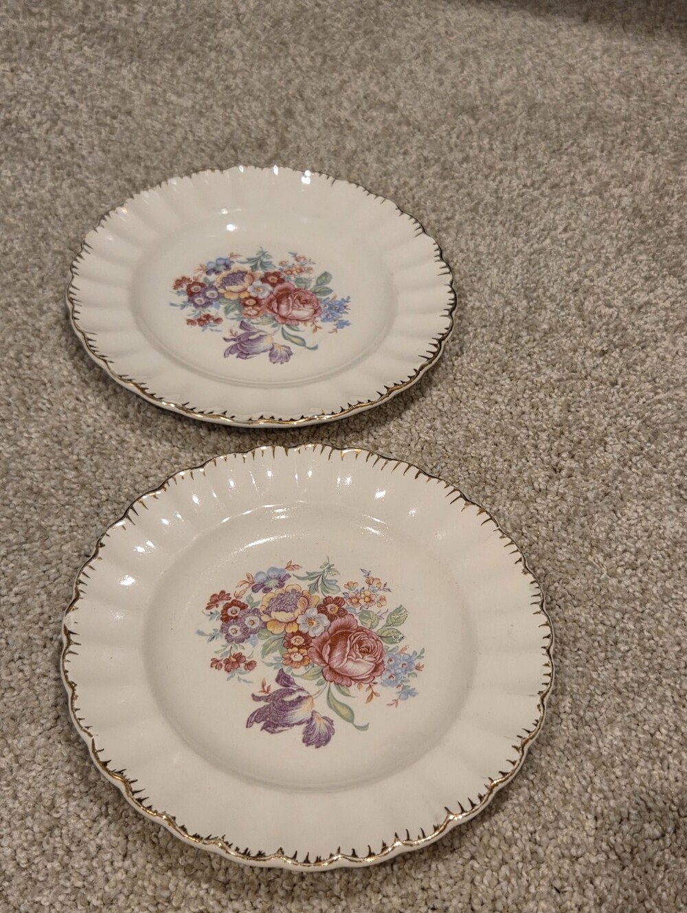 Leigh Ware Vintage Floral Gold-Trim Dessert Plates - Set of 2